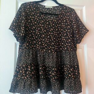 Short Sleeve Floral Baby Doll Top